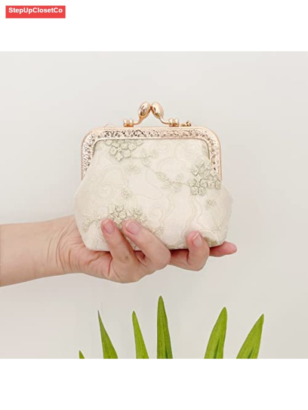 Vintage Floral Lace Coin Purse Wallet with Key Chain - Picture 6 of 6